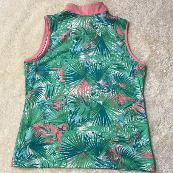 Ruby Rd. Womens Palm Ridge Tropical Print Sleeveless Polo Top Sz M - Picture 4 of 6